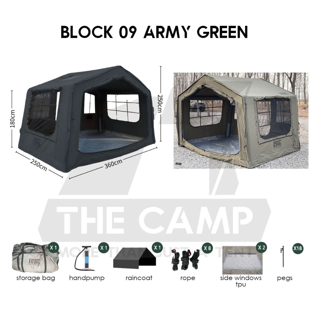 Spark Block 09 10 05 Air Tent Large Space Tactical Style Grey Black Khaki Beige Army Green Inflatable Khemah Angin Coody