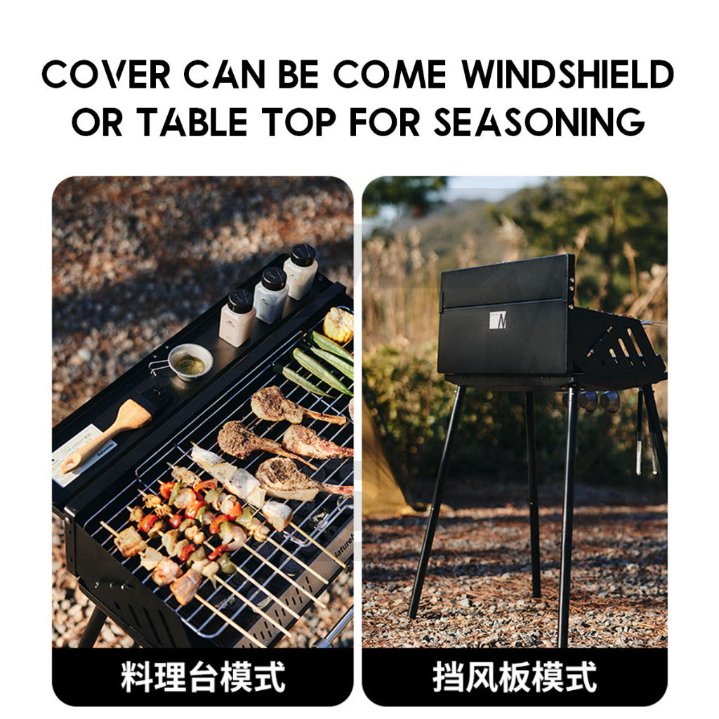 Naturehike Portable Charcoal BBQ Grill Stand Adjustable Height Stove Outdoor Camping Table Top Hanging Rack CNK2300015