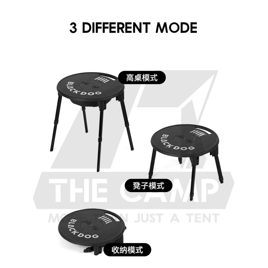 Blackdog Portable Table Stool Round Adjustable Height Heavy Duty with Lamp Pole Meja Hitam CBD2550JJ025