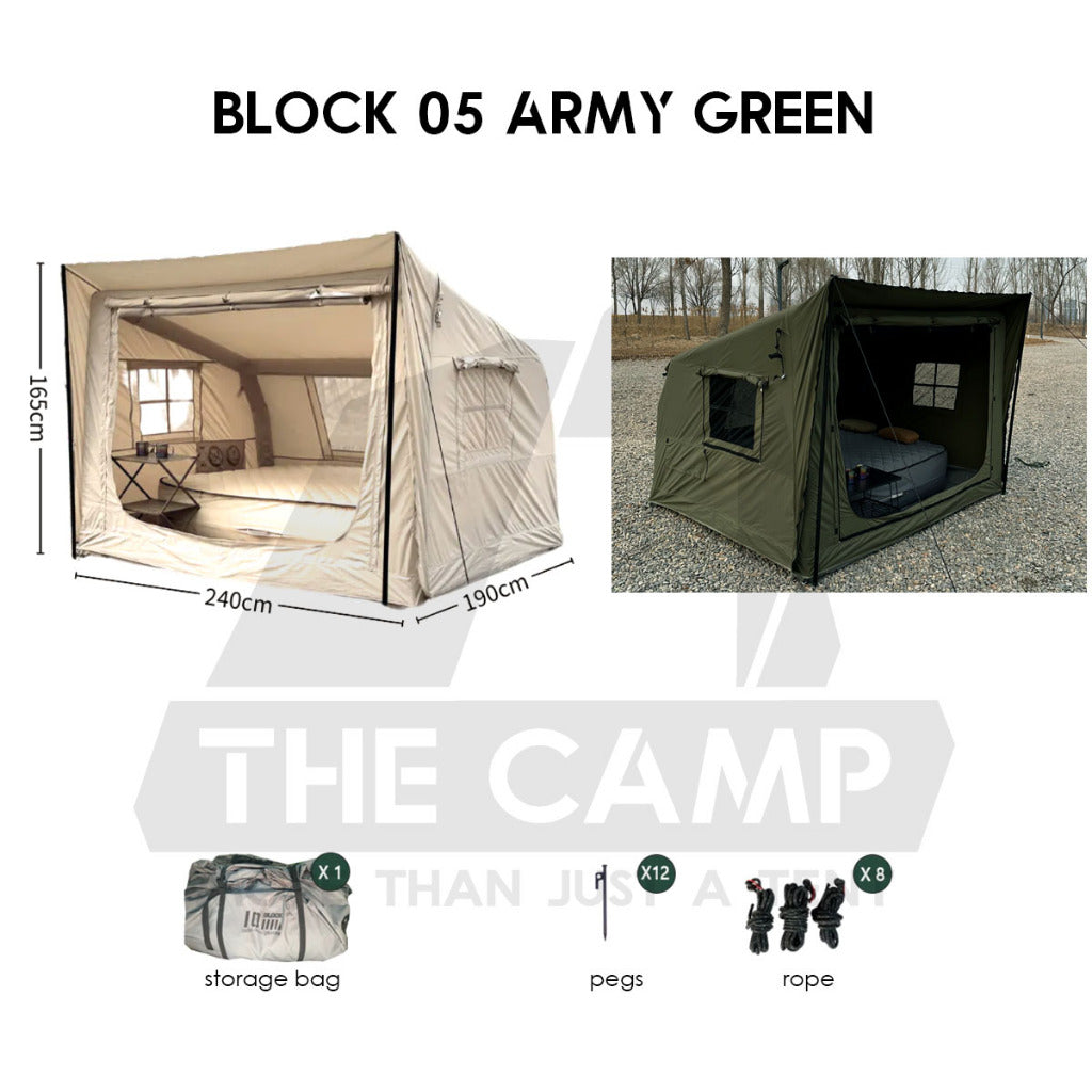 Spark Block 09 10 05 Air Tent Large Space Tactical Style Grey Black Khaki Beige Army Green Inflatable Khemah Angin Coody