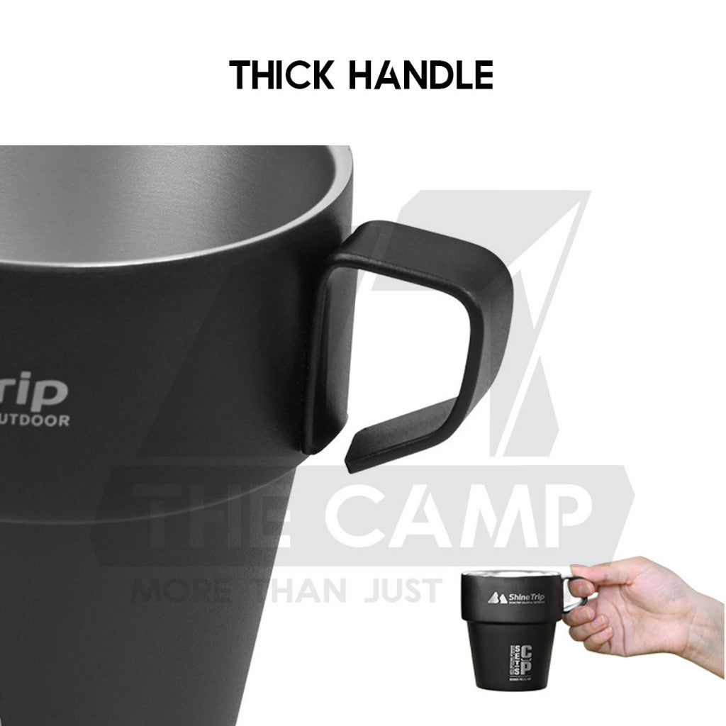 Shinetrip Portable 4PCS Stainless Steel Cup Set 300ml with Holder Rack Camping Cookware Picnic Table Peg Flysheet Black