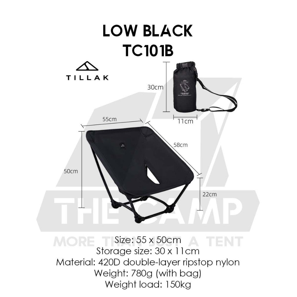 Tillak Moon Chair Low Back High Back 1000D Cordura Foldable Outdoor Camping Compact Size Kerusi Healing