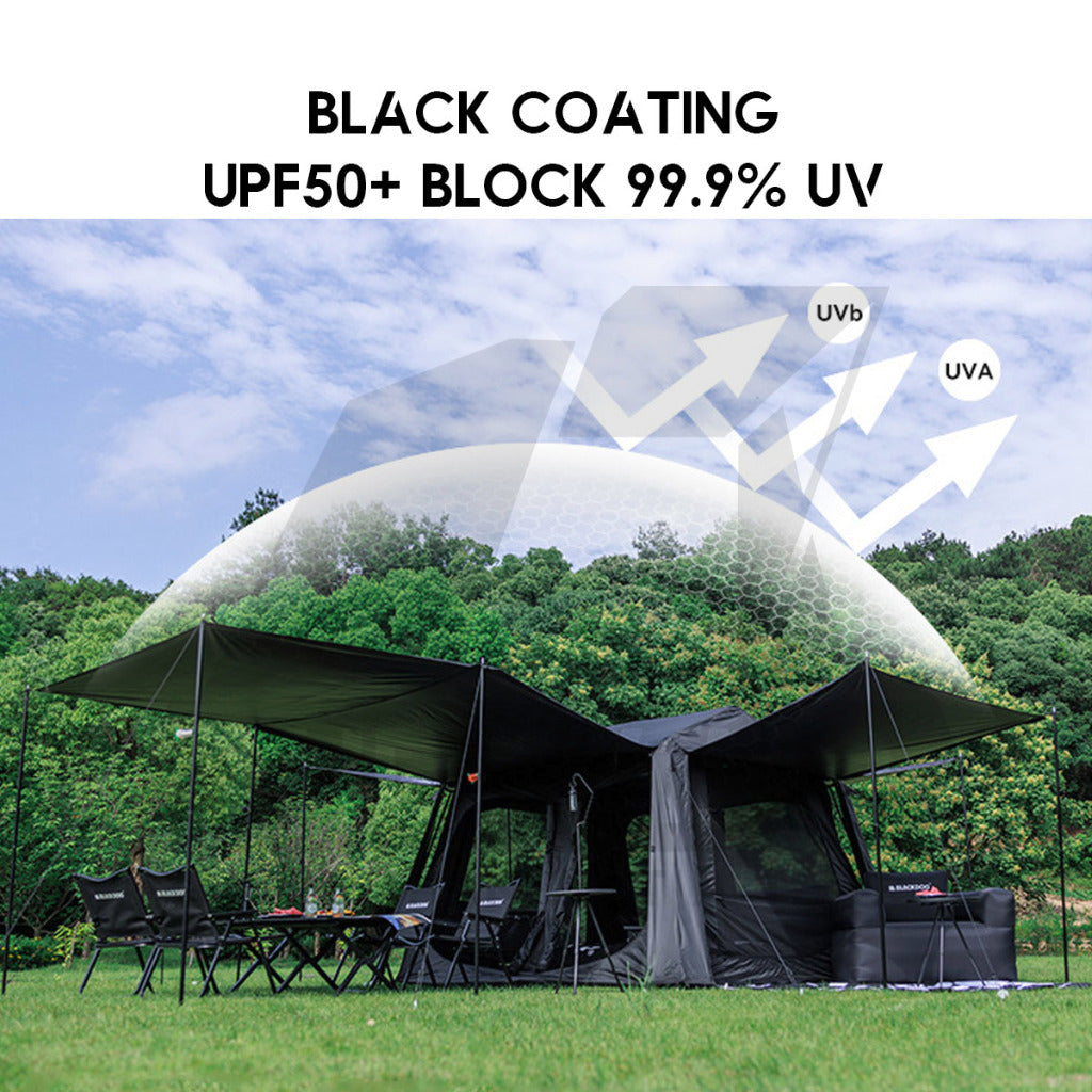 Blackdog Star Chaser 5.9 Auto Tent Outdoor Camping 1 Room 4 Hall Flysheet Vicore Village 6 Black CBD2450WS028