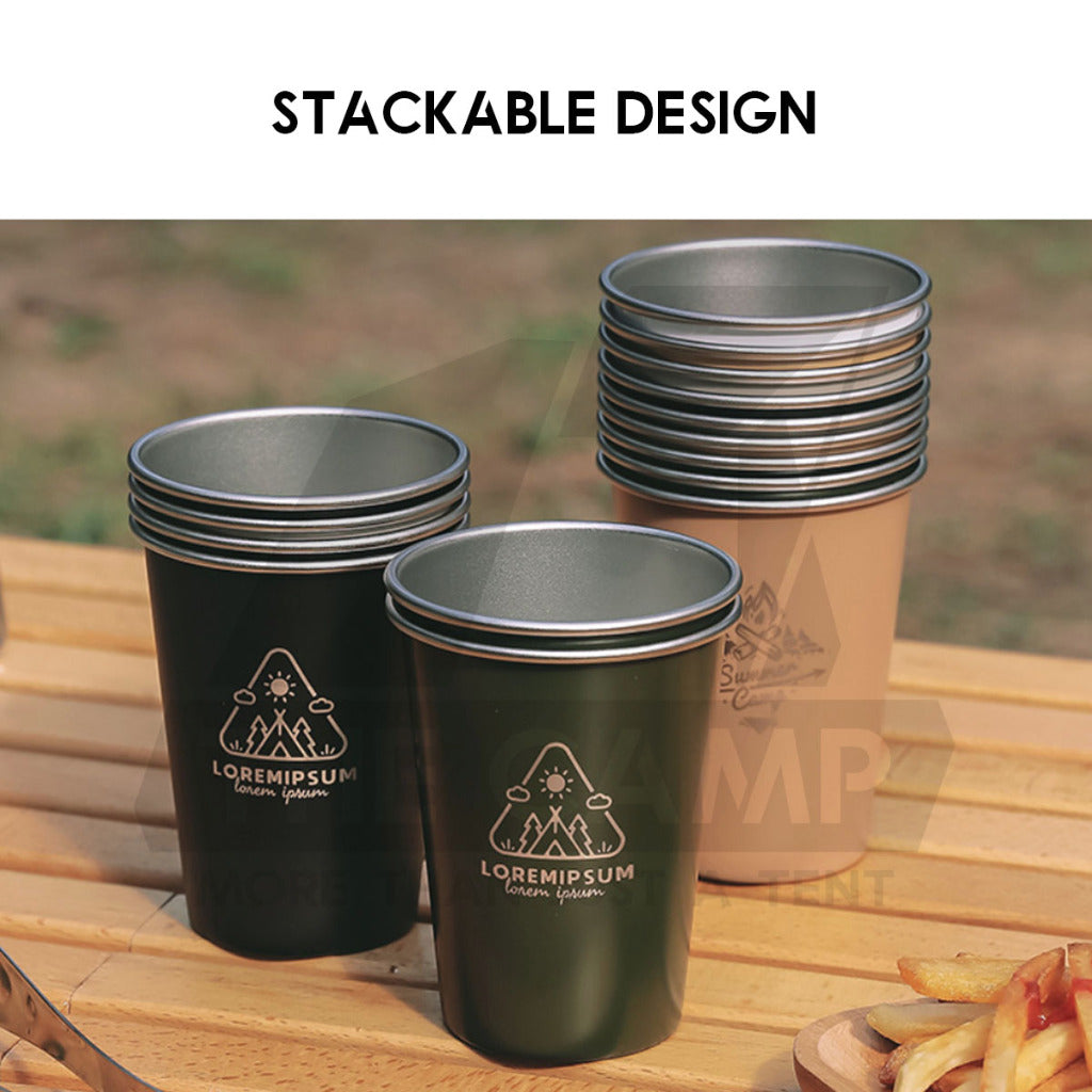 Shinetrip / Ise Mount Portable 4PCS Set / Single Stainless Steel Cup Lid Straw Pouch Storage Bag Camping Outdoor Black