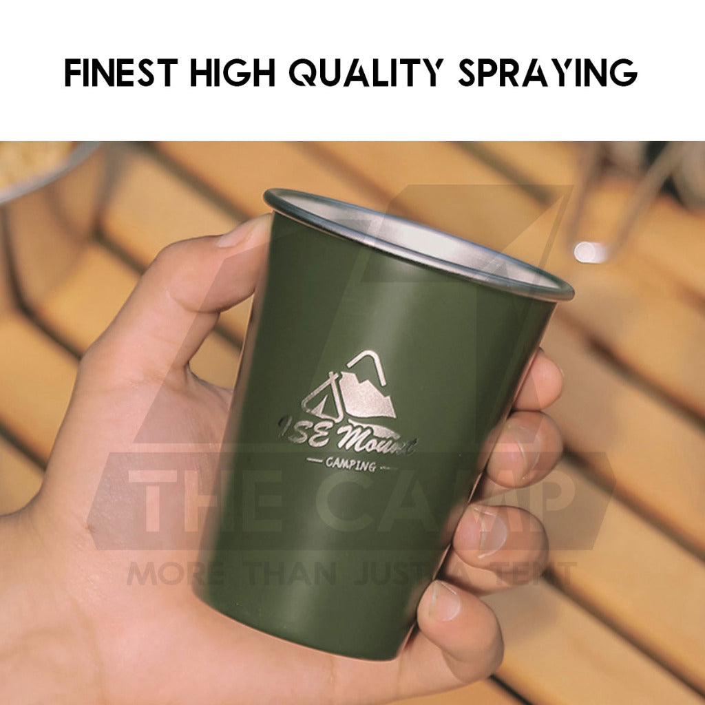Shinetrip / Ise Mount Portable 4PCS Set / Single Stainless Steel Cup Lid Straw Pouch Storage Bag Camping Outdoor Black