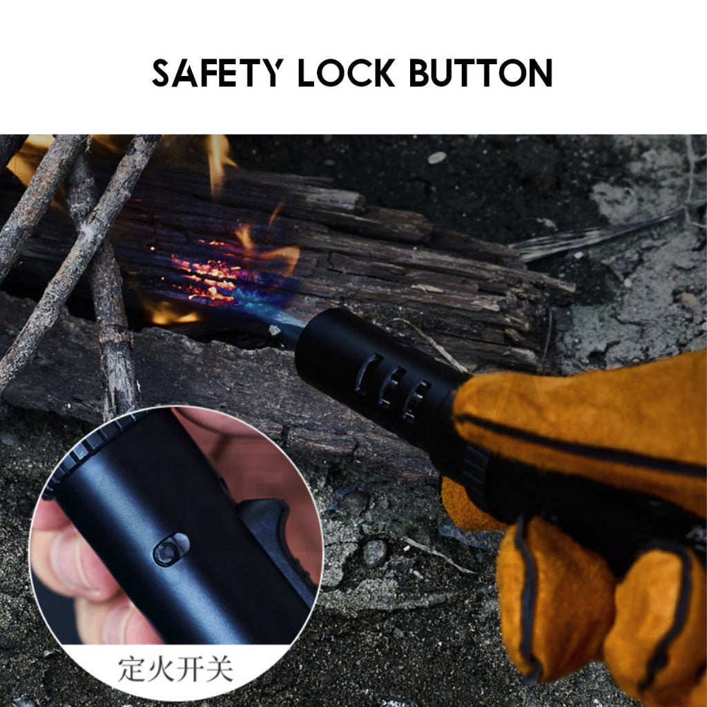 Black Samurai Fire Torch Outdoor Camping Blue Jet Flame Gun Butane Gas Burner Portable Metal Lighter Pemetik Api