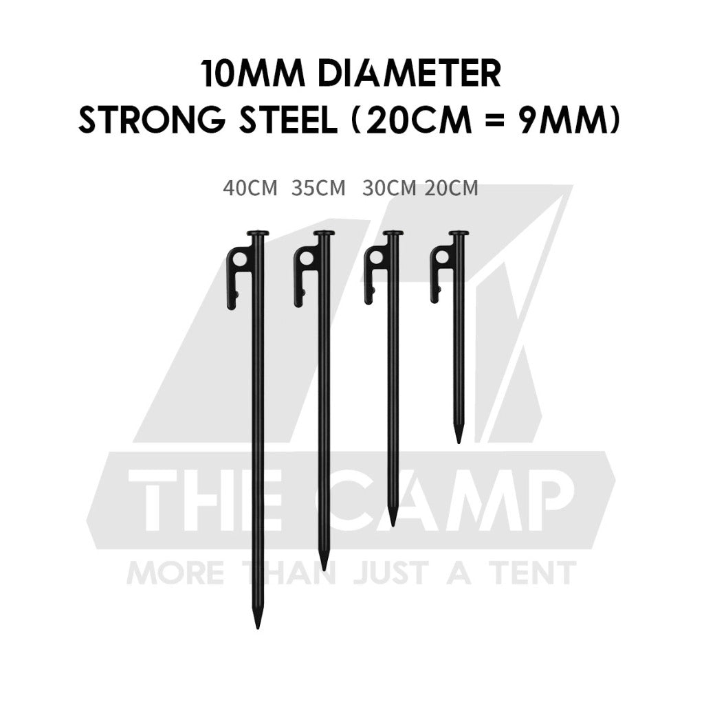 Camping Tent Steel Nail Peg and Pole Holder for Flysheet Tarp 20cm 30cm 35cm 40cm Awning Canopy Support Anchor