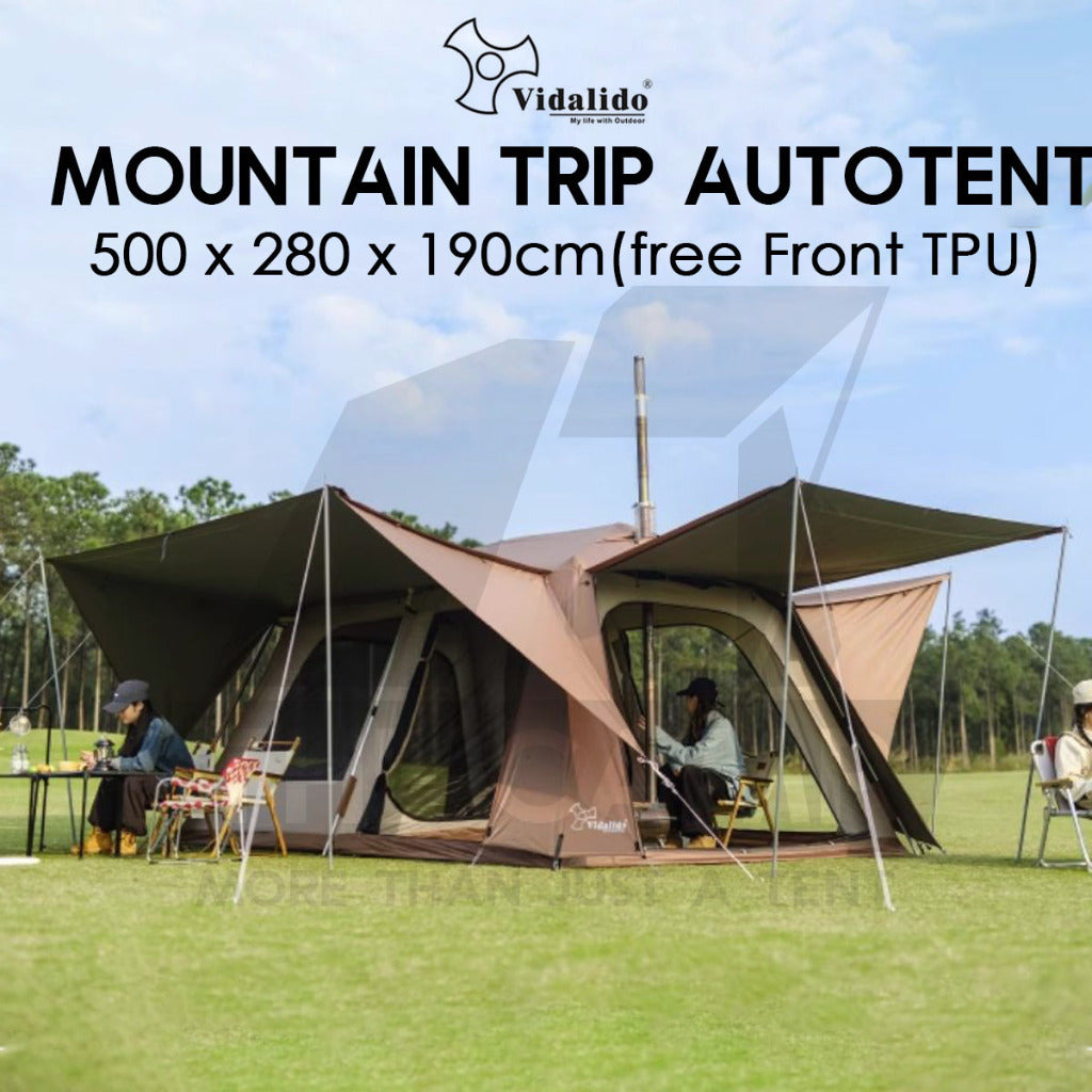 Vidalido Mountain Trip Auto Tent with Front TPU 2 Rooms Multiple Mode Outdoor Camping Poon Saan Cabin Sanstay