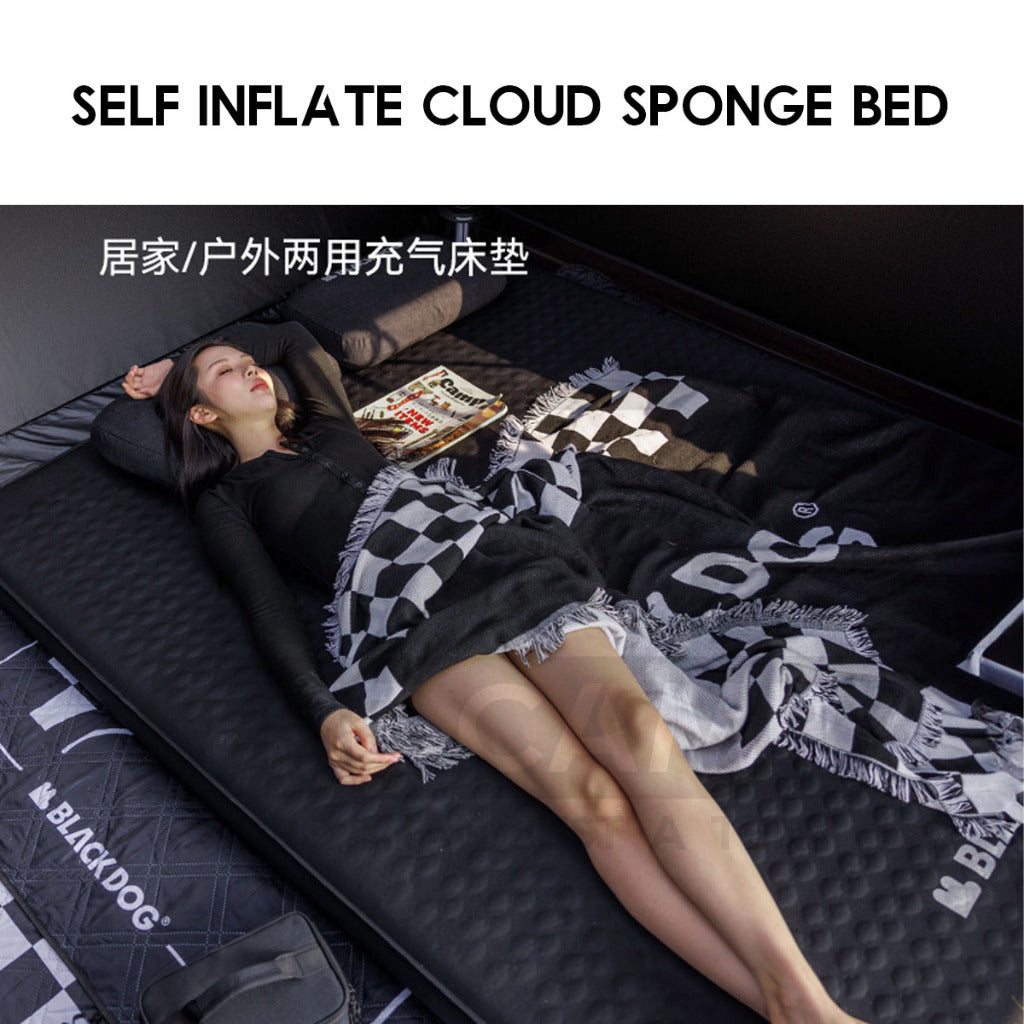 Blackdog 12cm Auto Inflate Cloud Sponge Bed Double Queen Outdoor Camping Mattress Tilam Hitam Black CBD2450WS043