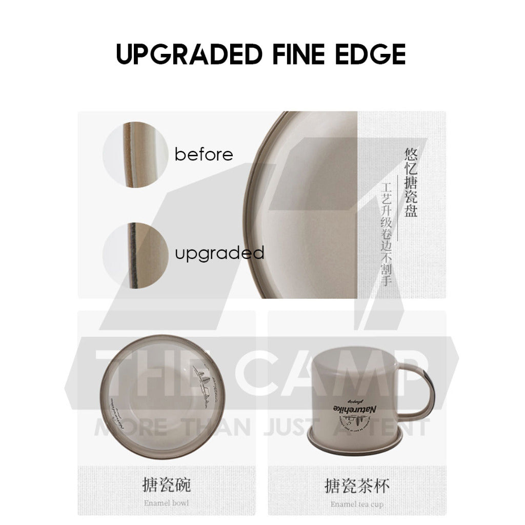 Naturehike Enamel Tableware Bowl Plate Cup Mug Outdoor Camping Cookware Black Limited Edition NH20SJ030