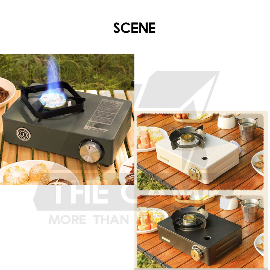 Buerk Cassette Gas Stove High Power 5.2KW Portable Cartridge Burner Furnace Outdoor Camping Picnic Windshield Black