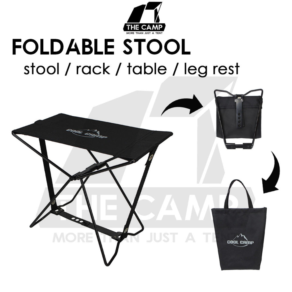 Coolcamp Foldable Stool Multipurpose Folding Rack Table Kermit Moon Chair Leg Rest Compact Size Black