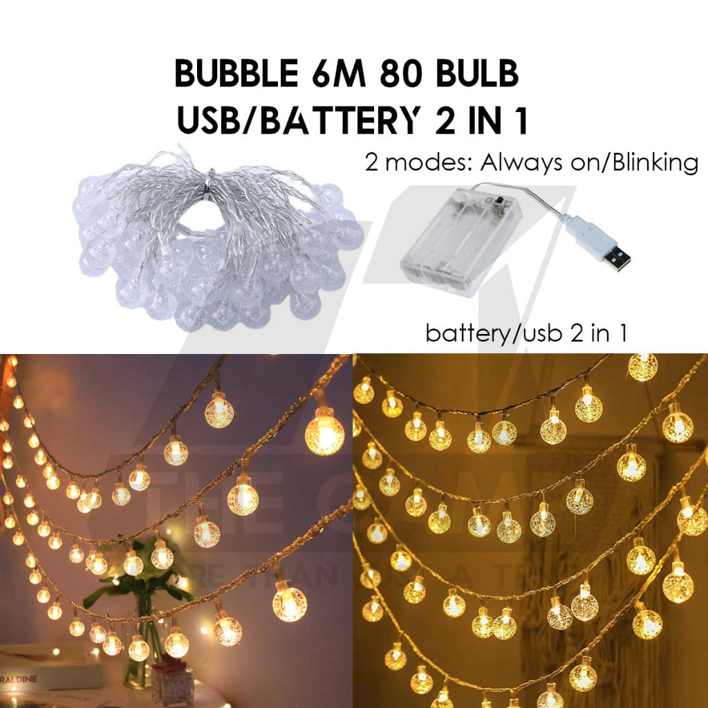 Outdoor LED Fairy Light Bulb Ball String USB Battery 3m 6m 10m Camping Wedding Decoration Xmas Weatherproof