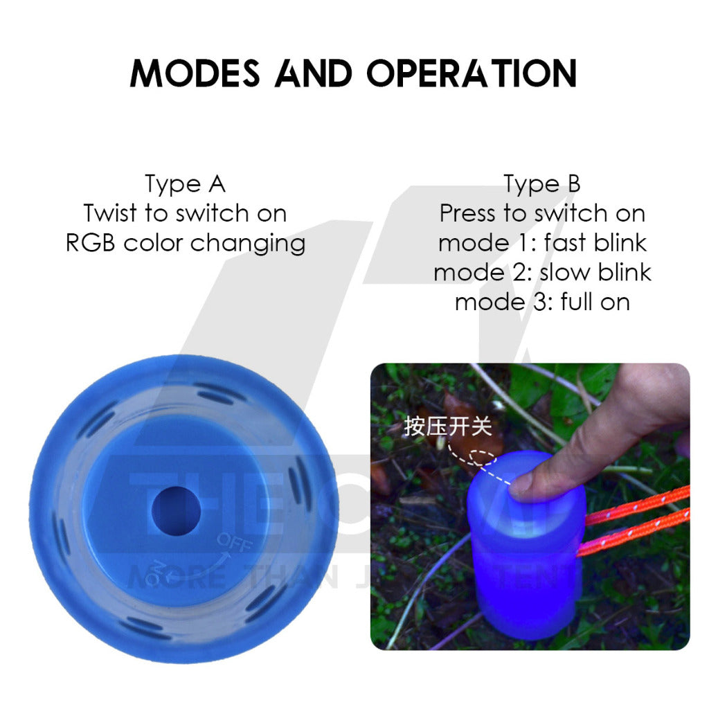 Camping Peg Warning Light Guard Cover Waterproof RGB Color Cup LED String Rope Tent Glow in Dark Flysheet Pole Nail