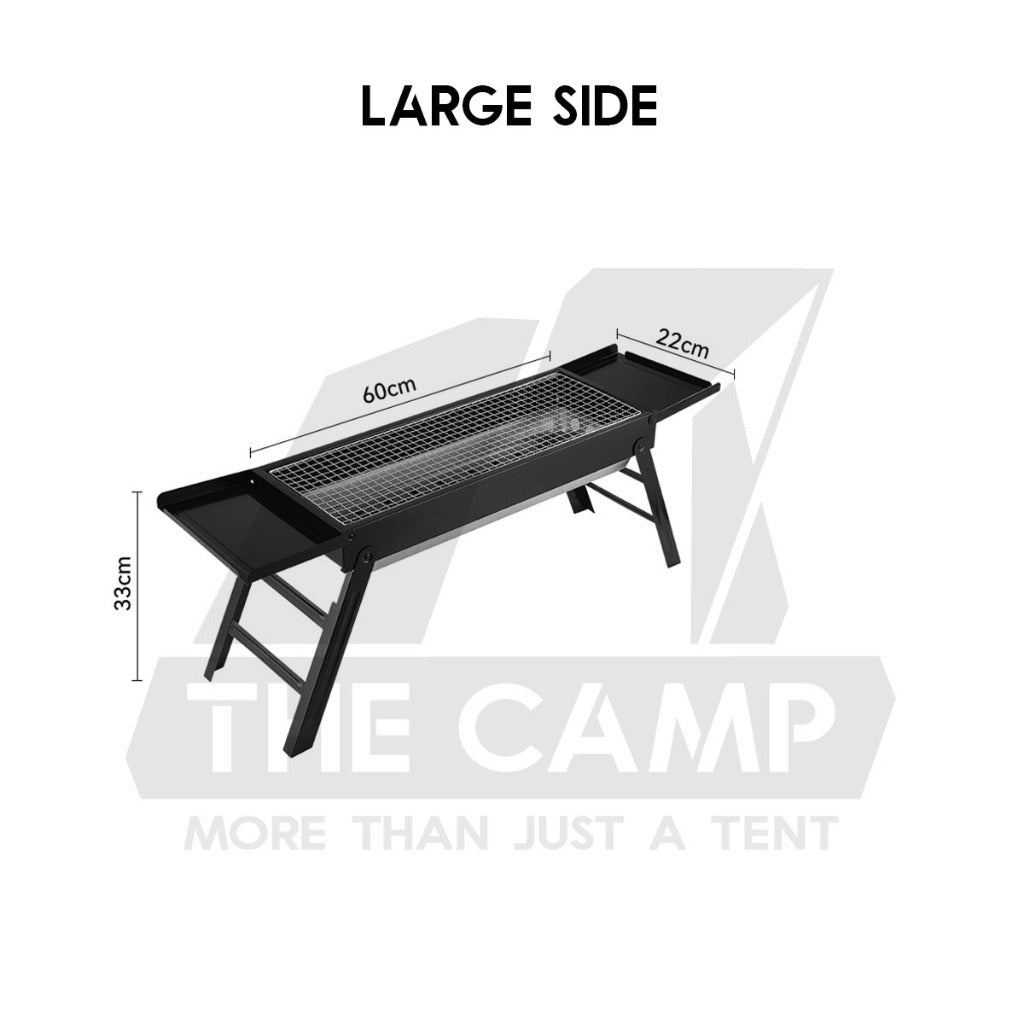 Portable Foldable BBQ Rack Grill Outdoor Camping Charcoal BBQ Stand Black Accessories Brush Skewer Seasoning Bottle