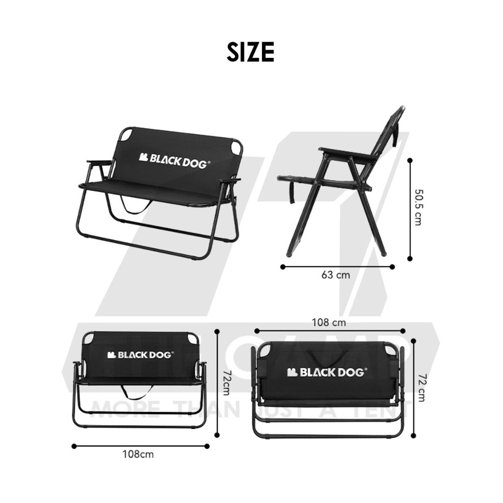 Blackdog Double Chair Foldable Camping Folding Chair Seat Outdoor Full Black Tent Flysheet CBD2450JJ041