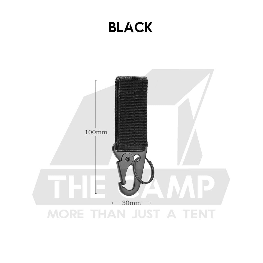 Tactical Keychain Nylon Canvas Men Belt Velcro Outdoor Camping Carabiner Key Hook Black Khaki Army Green