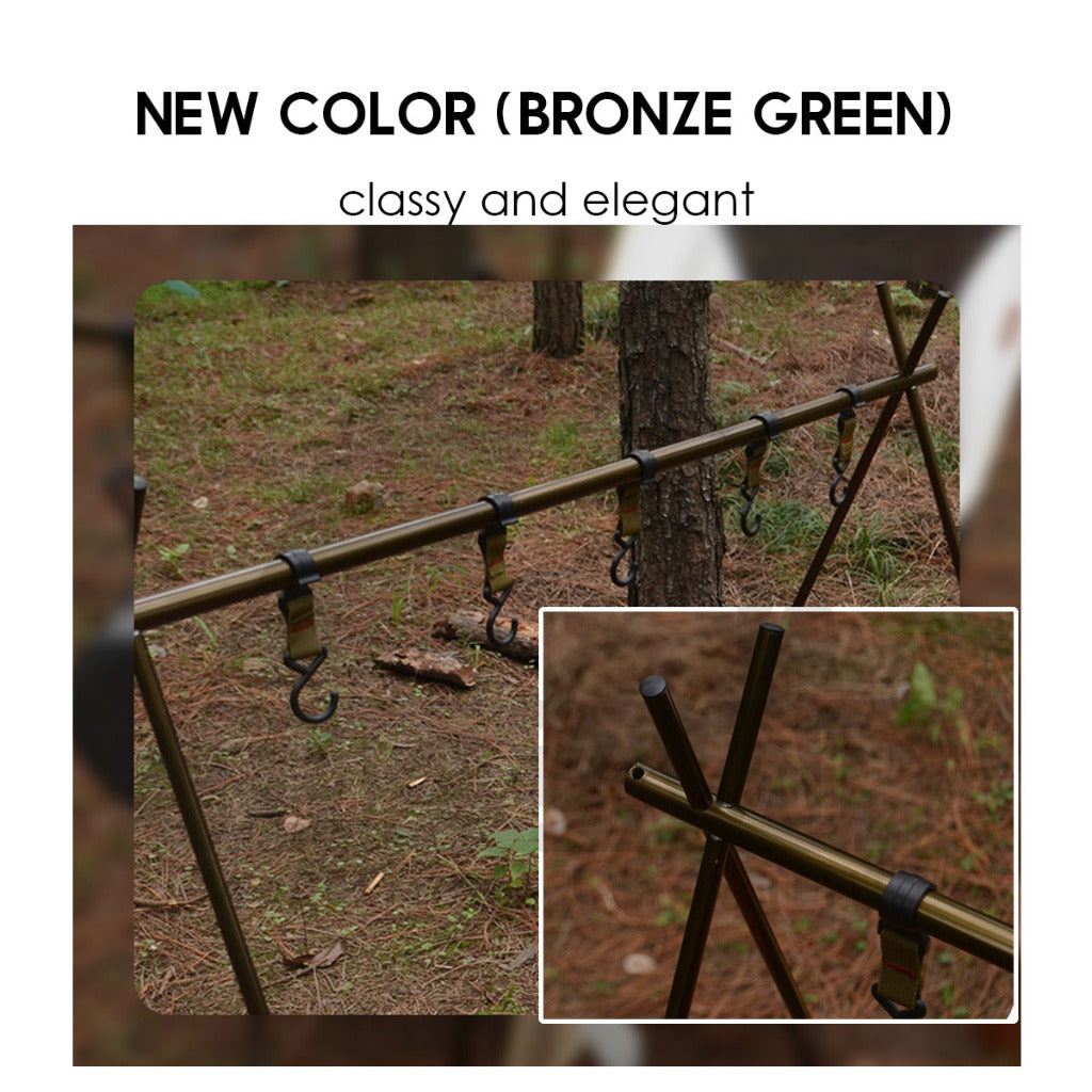 Outdoor Triangle Hanging Rack Aluminum Mesh Camping Hanger Cookware Tripod Shelf Stand Tableware Organizer Double Level