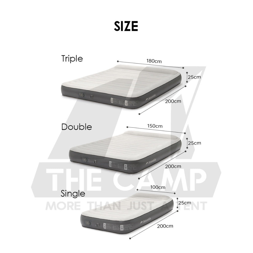 Naturehike Inflatable Air Bed 25cm Built In Pillow with Pump Mattress Single Double Triple King Tilam Angin CNK2450WS040