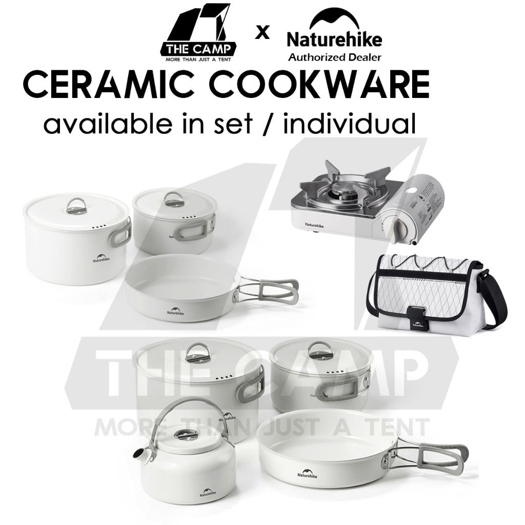 Naturehike Ceramic Cookware Set Non Stick Coating Cooking Set Pot Set Kettle Pan Pot Camping Outdoor Picnic CNK2450CF013