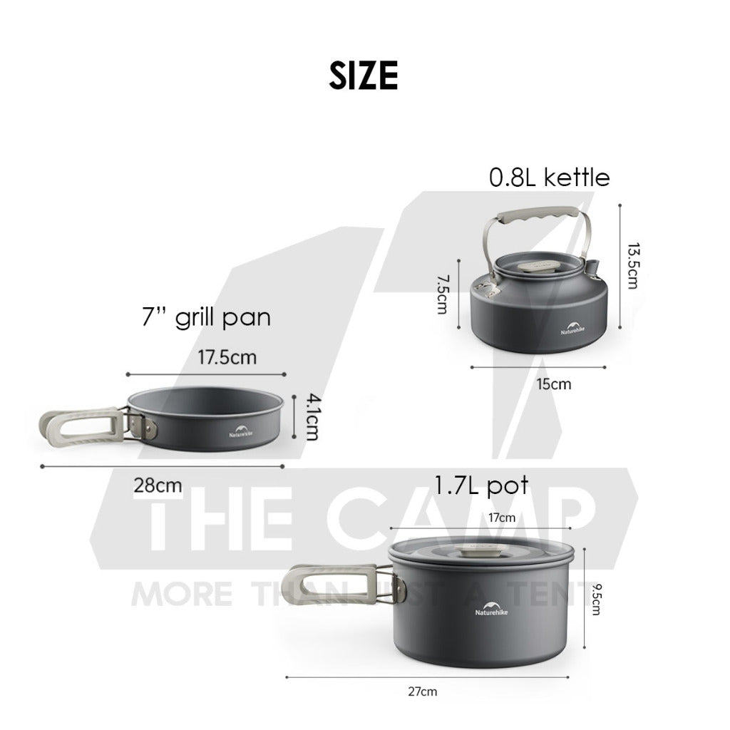 Naturehike Ceramic / Aluminium Cookware Non Stick Coating Cooking Pot Kettle Pan Camping Outdoor Picnic CNK2450CF013