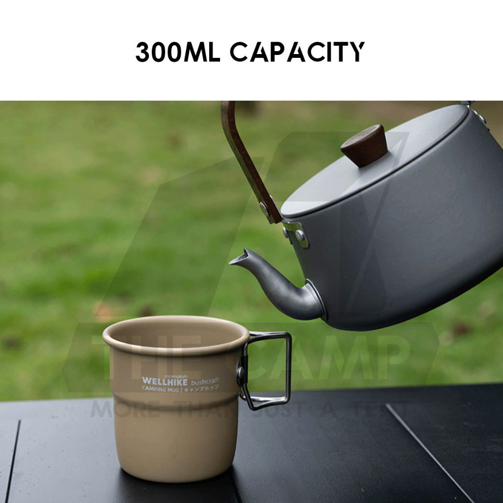 Wellhike SWS Foldable Cup 300ml with Handle Aluminium Folding Mug Outdoor Camping Cawan Anti Hot Coffee Cup