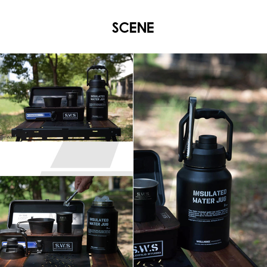 Wellhike SWS 2L Thermos Bottle Tactical Portable Outdoor Camping Travel Stainless Steel 304 Ice Bucket Case