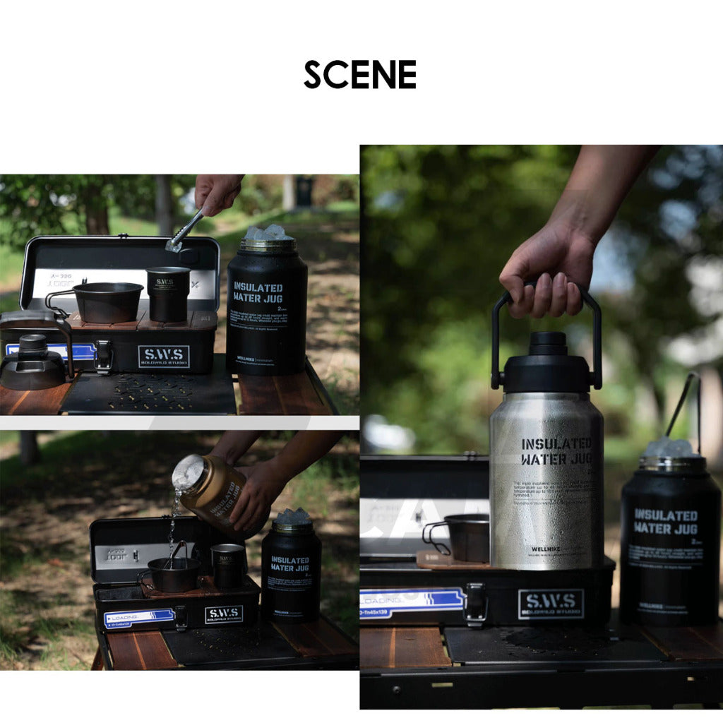 Wellhike SWS 2L Thermos Bottle Tactical Portable Outdoor Camping Travel Stainless Steel 304 Ice Bucket Case