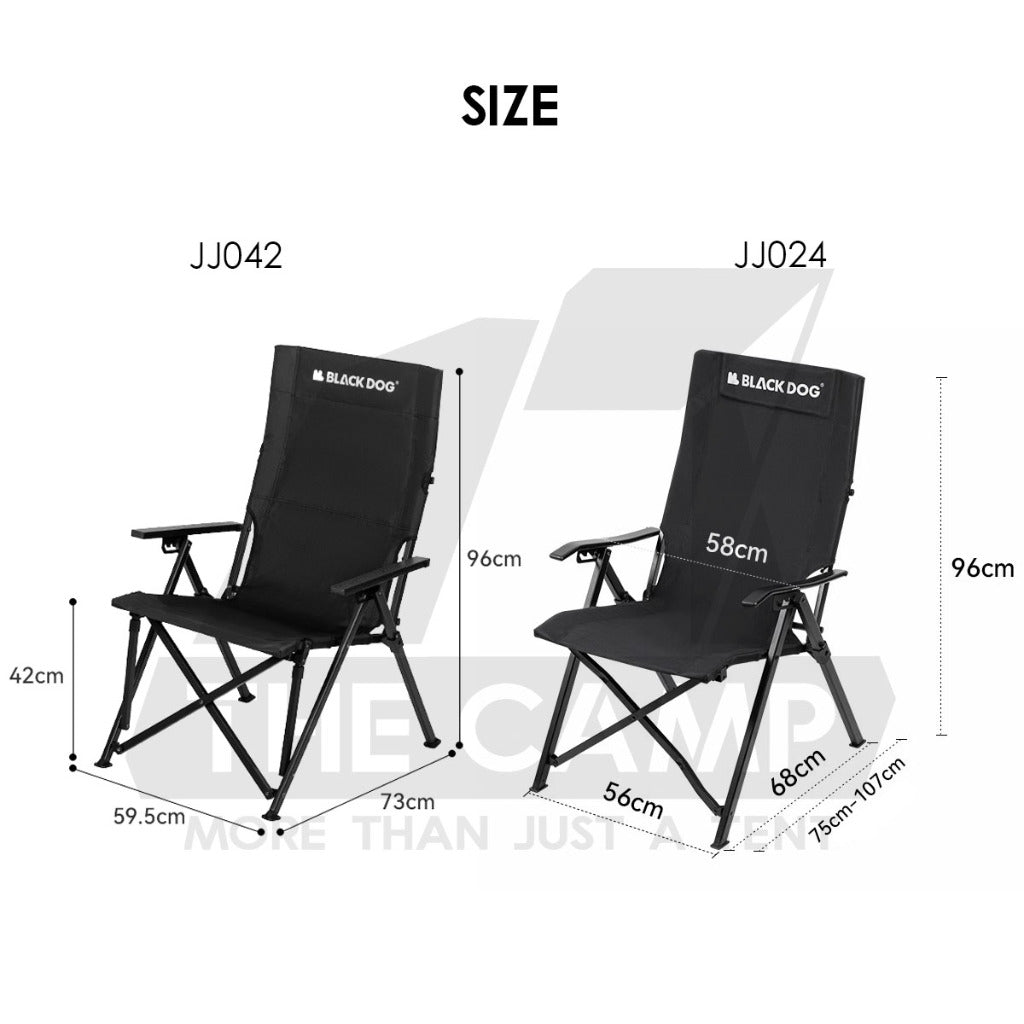 Blackdog Portable Adjustable Chair Arm Rest Reclining Recliner Outdoor Camping High Back CBD2450JJ024 CBD2450JJ042