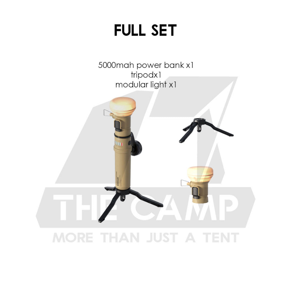 Waterproof Power Bank Light 5000mah IP67 Outdoor Camping Lantern Tripod Lamp Modular Type USB Rugged Elecom Nestout