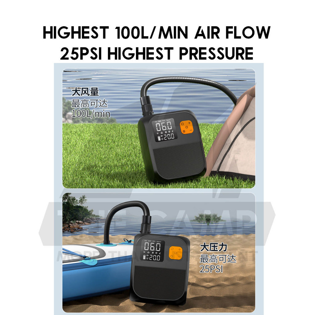 Air Pump for Air Tent SUP Board Air Bed 20PSI 8000mah Portable Electric Car Ciggy Plug