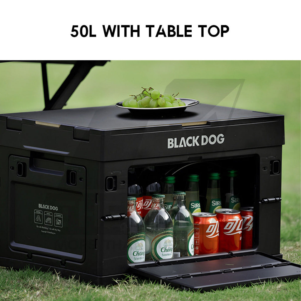 Blackdog Folding Storage Box 25L 50L Outdoor Camping Folding Foldable Multipurpose Black Box with Table Top CBD2550XB013