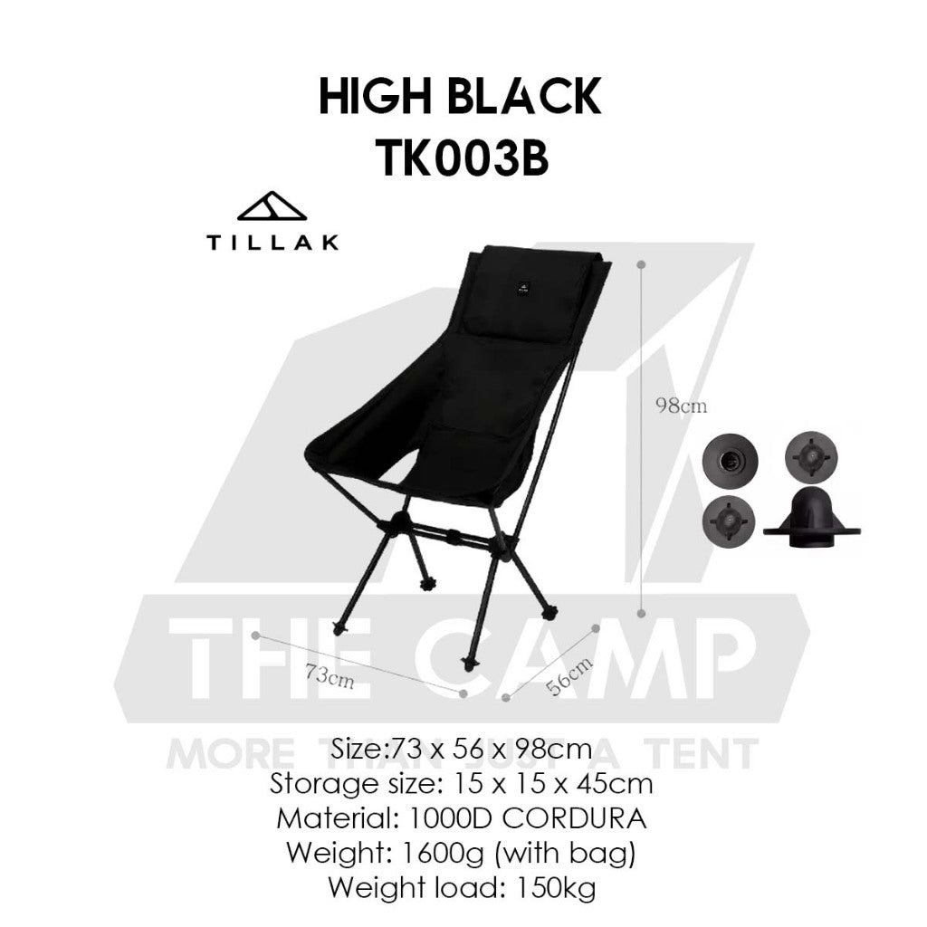 Tillak Moon Chair Low Back High Back 1000D Cordura Foldable Outdoor Camping Compact Size Kerusi Healing