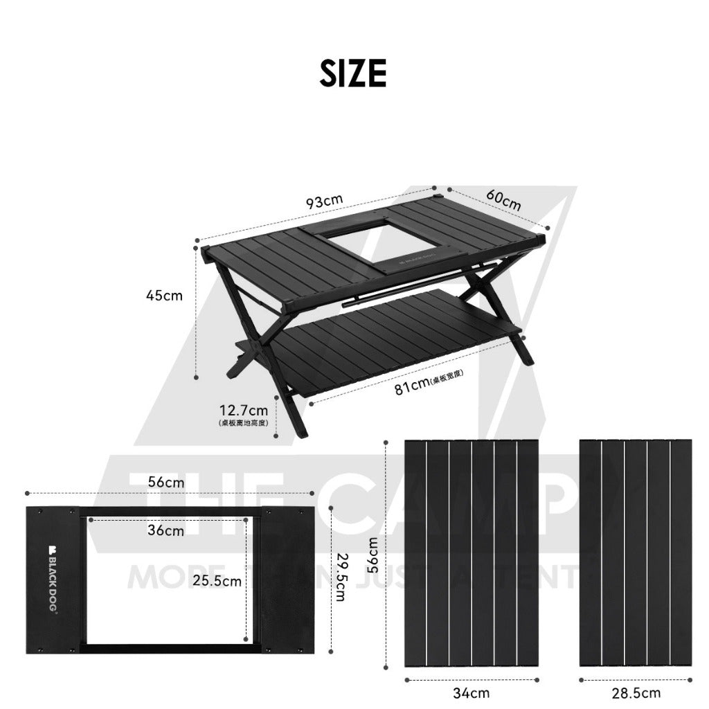 Blackdog Double Layer Aluminium Alloy Folding IGT Table Foldable Black Tent Pole Chair Outdoor Camping CBD2450JJ011