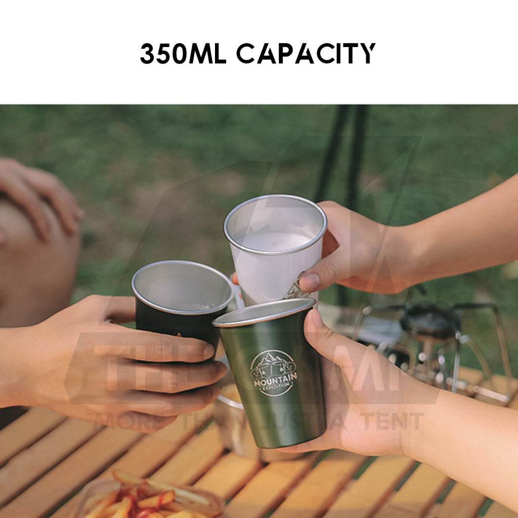 Shinetrip / Ise Mount Portable 4PCS Set / Single Stainless Steel Cup Lid Straw Pouch Storage Bag Camping Outdoor Black
