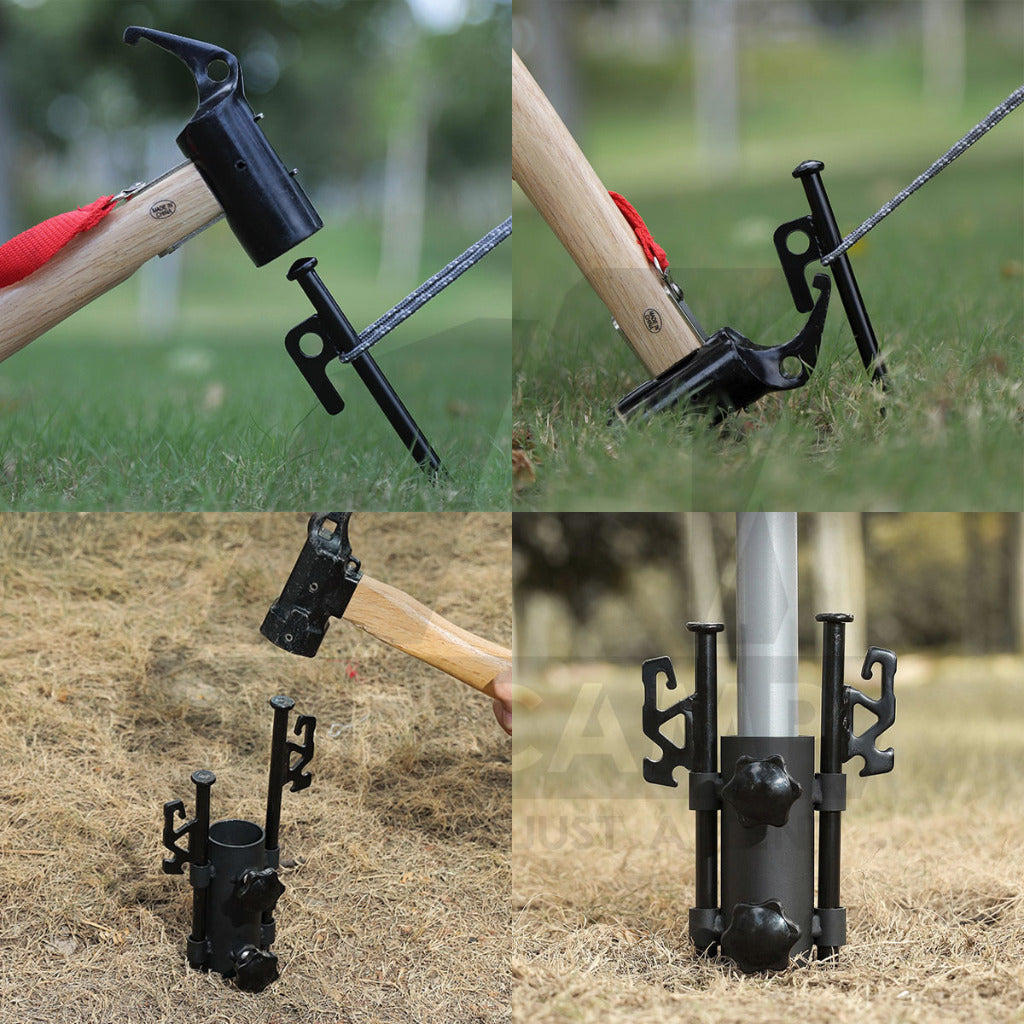 Camping Tent Steel Nail Peg and Pole Holder for Flysheet Tarp 20cm 30cm 35cm 40cm Awning Canopy Support Anchor