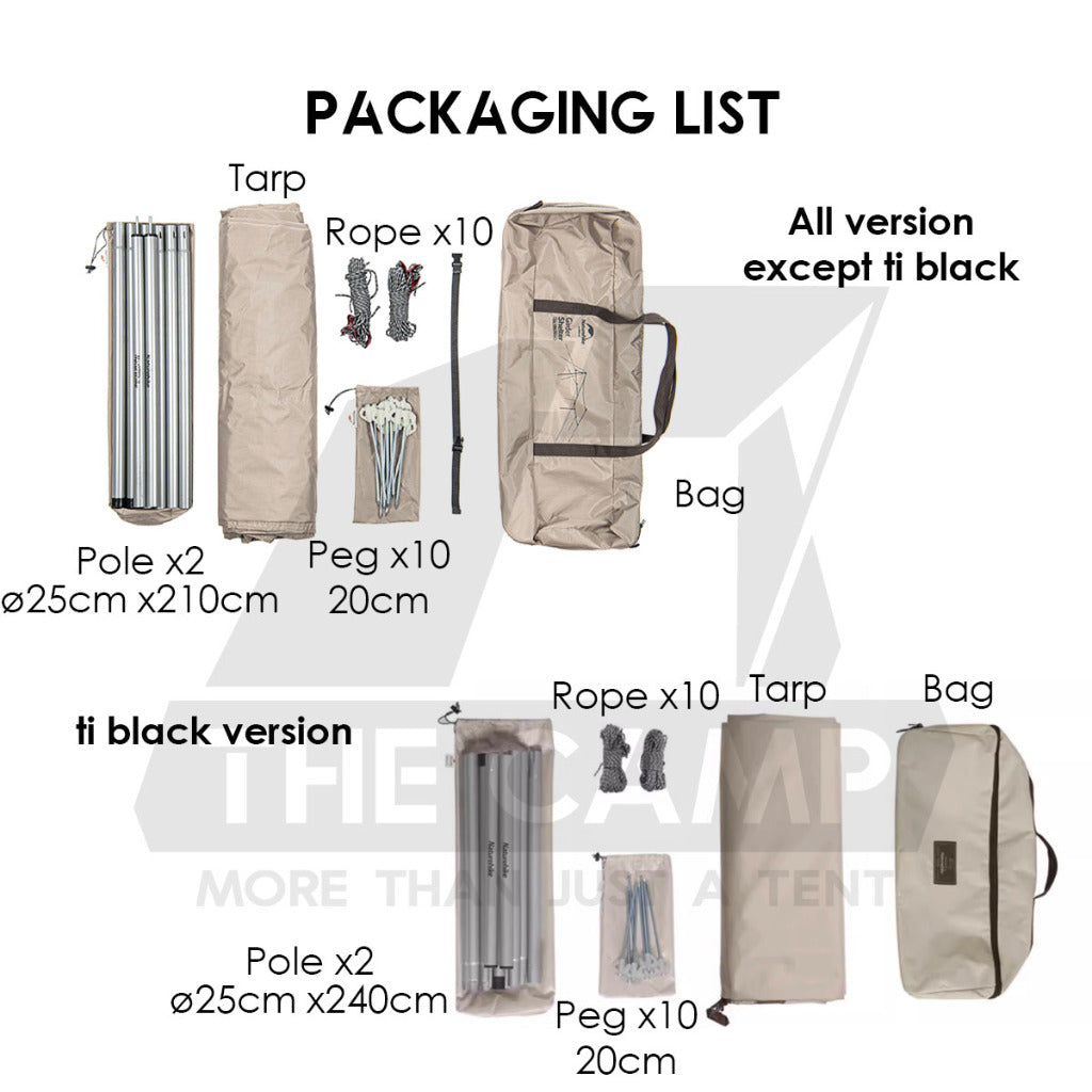 Naturehike Girder Shelter Tarp Flysheet UPF 12500+ PU5000mm Outdoor Camping Canopy Tent Awning Beach Sun Tent NH20TM006