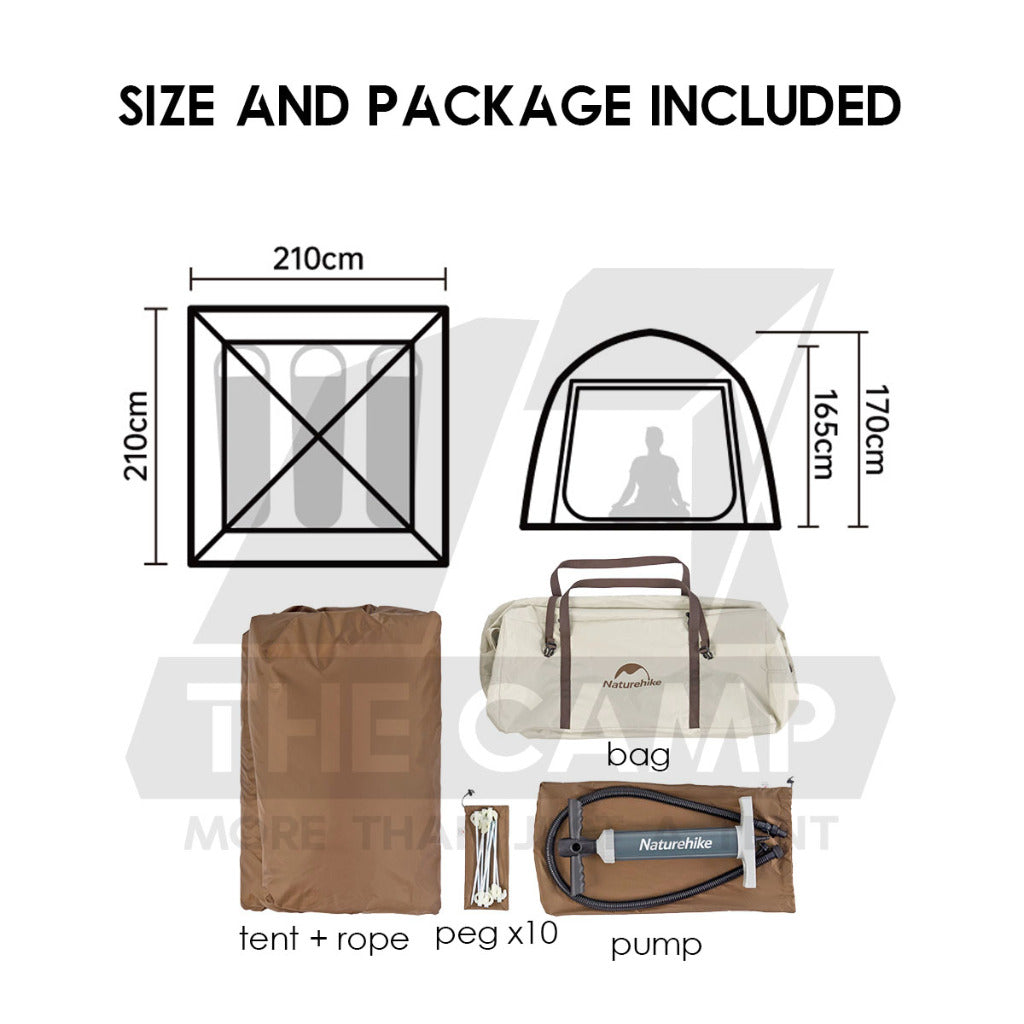Naturehike Ango Air Tent Inflatable Outdoor Camping Silver Coated 3 Person Tent Quick Set Up CNH23ZP12002