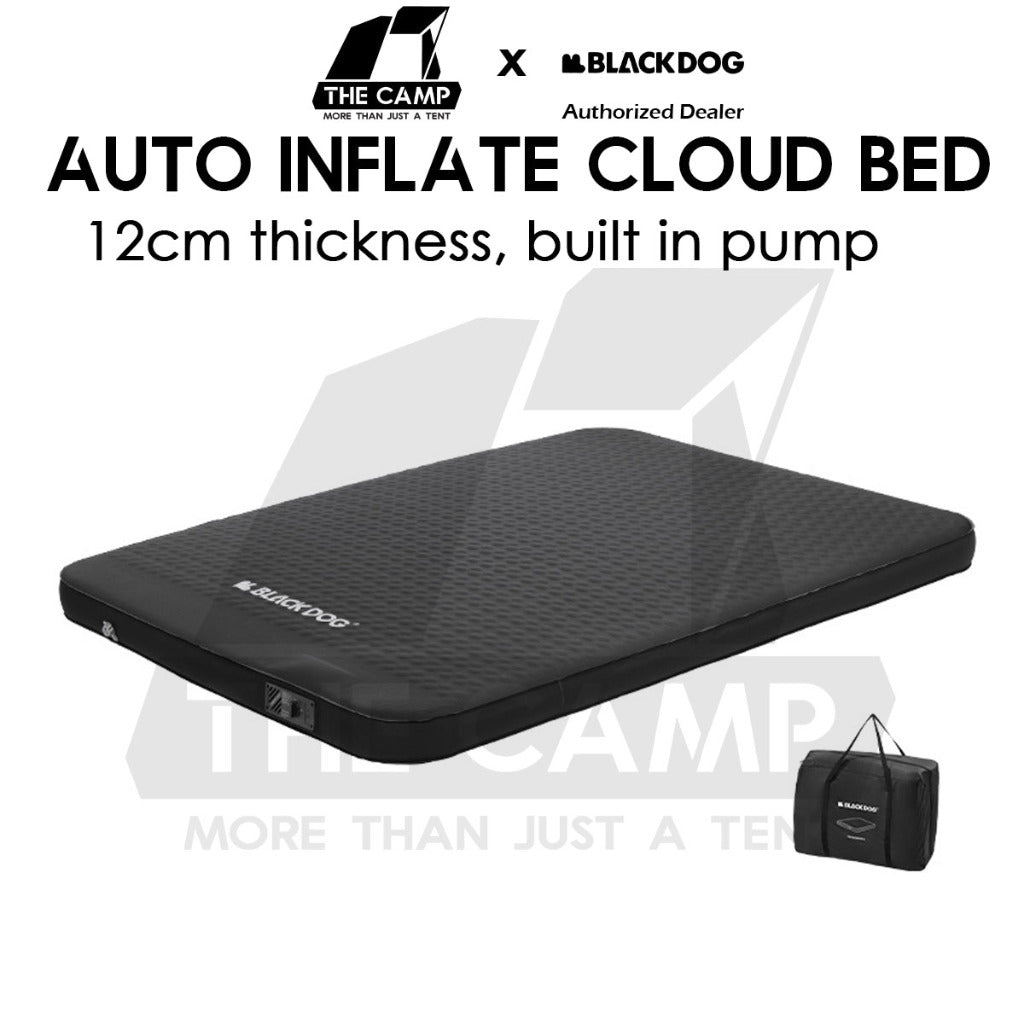 Blackdog 12cm Auto Inflate Cloud Sponge Bed Double Queen Outdoor Camping Mattress Tilam Hitam Black CBD2450WS043