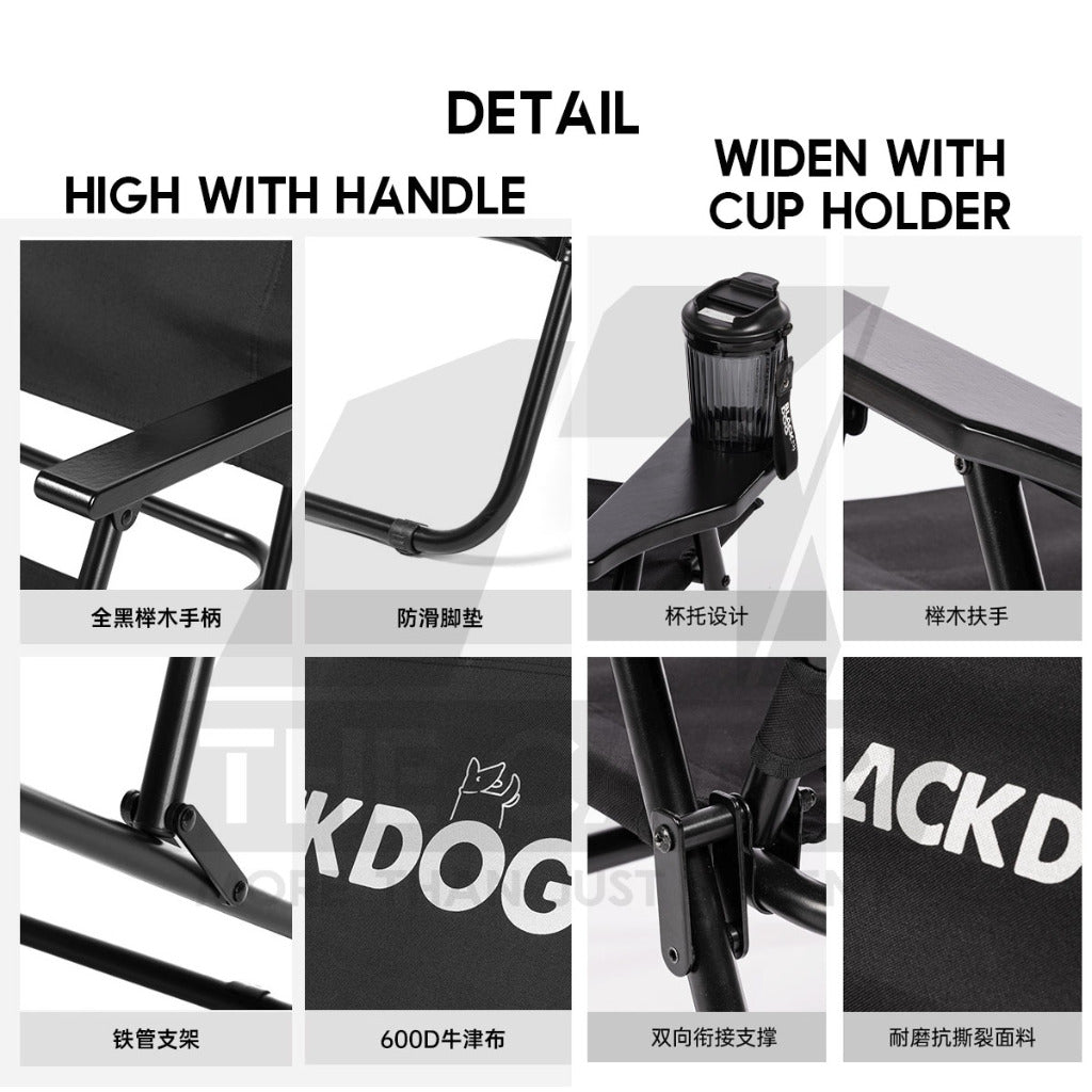 Blackdog Foldable Chair Single Chairs V2 Director Chair Folding Camping Outdoor Tent Table Black BD-YZ002 CBD2450JJ025
