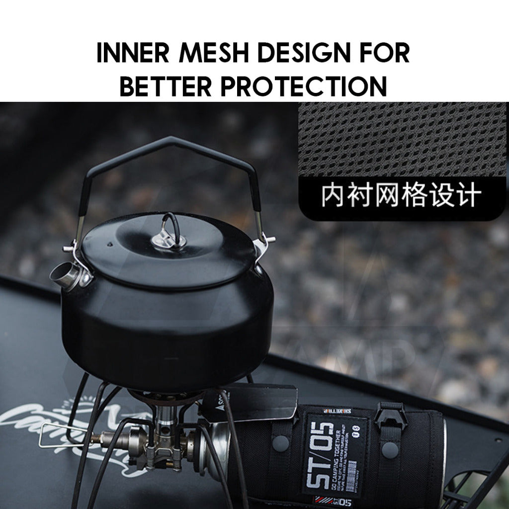 Shinetrip Tactical Gas Cover / Sleeve Outdoor Bottle Butane Protective Cover Case Black Cylinder Holder Velcro Patch