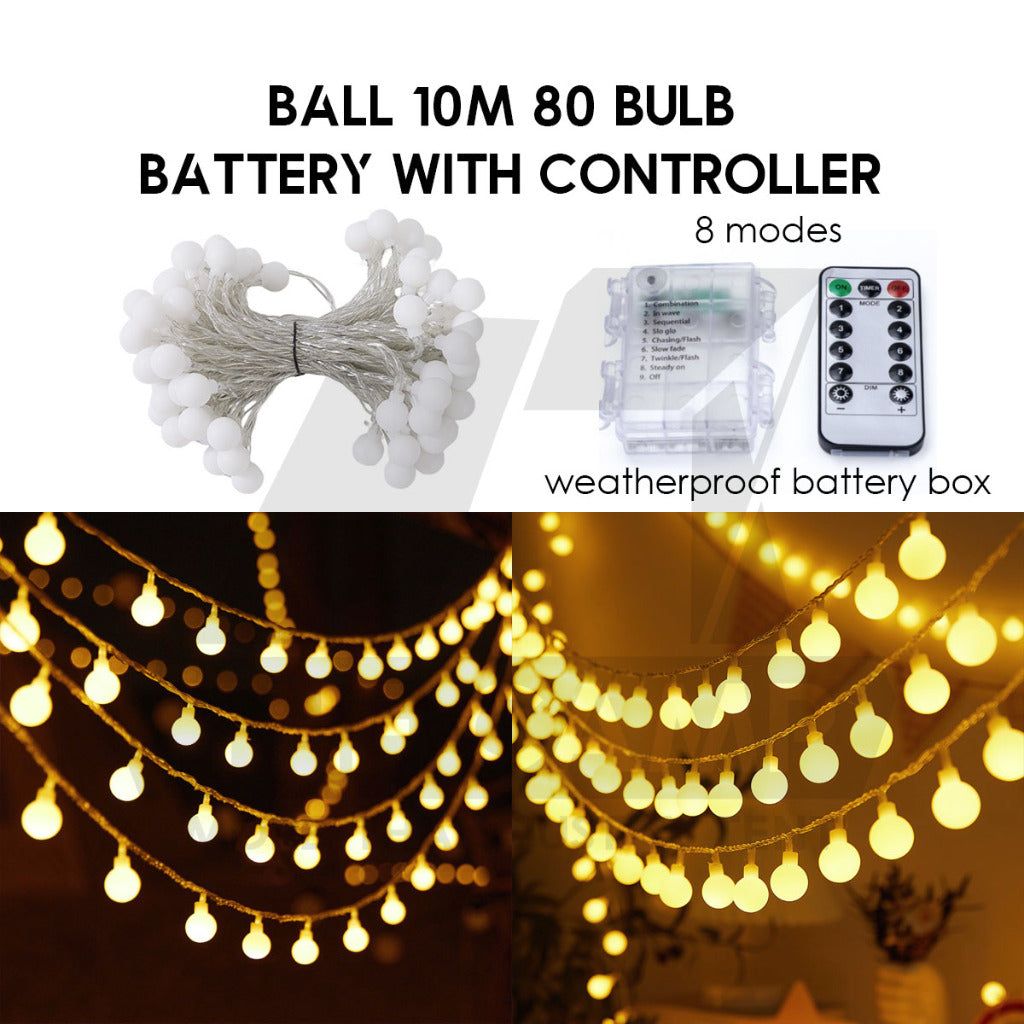 Outdoor LED Fairy Light Bulb Ball String USB Battery 3m 6m 10m Camping Wedding Decoration Xmas Weatherproof