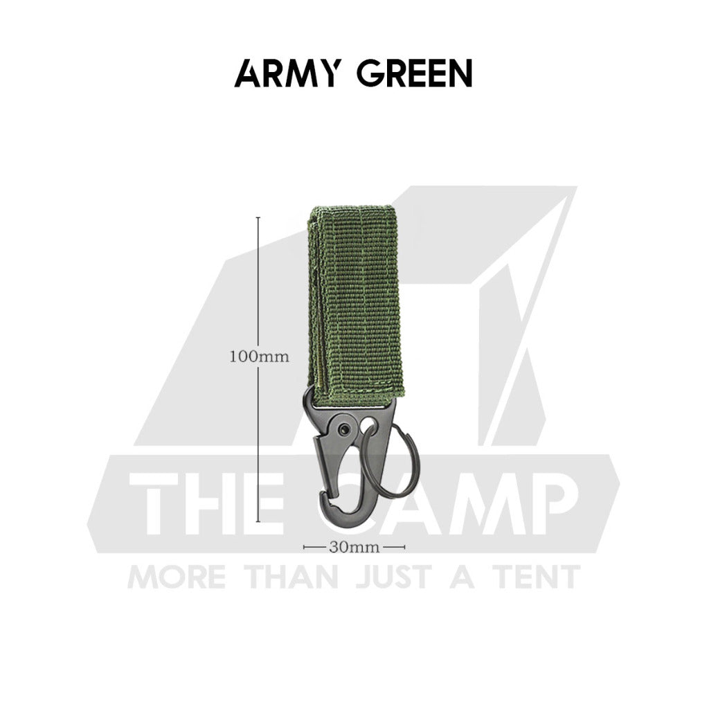 Tactical Keychain Nylon Canvas Men Belt Velcro Outdoor Camping Carabiner Key Hook Black Khaki Army Green