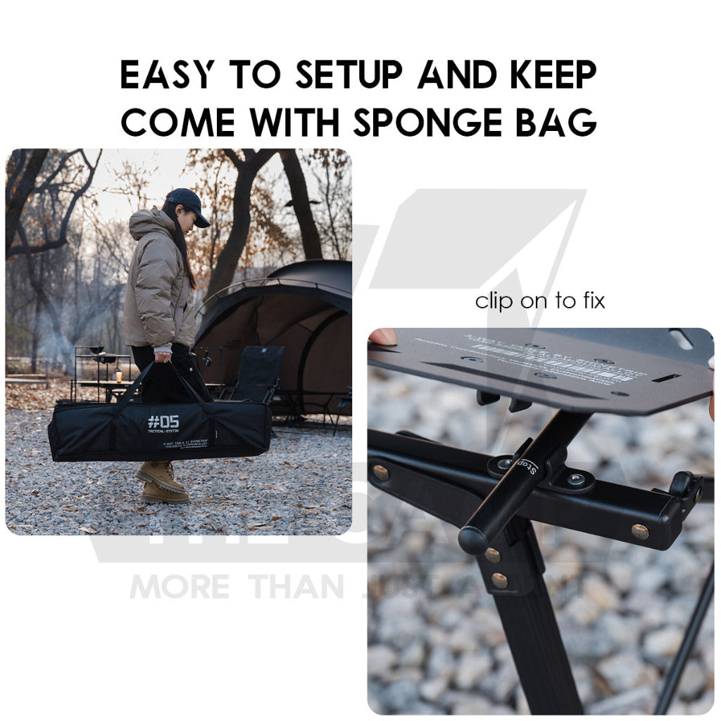 Shinetrip Starship 3 Plate Table Tactical Style IGT Expandable with Accessories Side Rack Stove BBQ Stand Meja