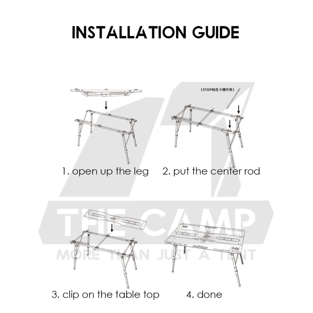Shinetrip Starship 3 Plate Table Tactical Style IGT Expandable with Accessories Side Rack Stove BBQ Stand Meja
