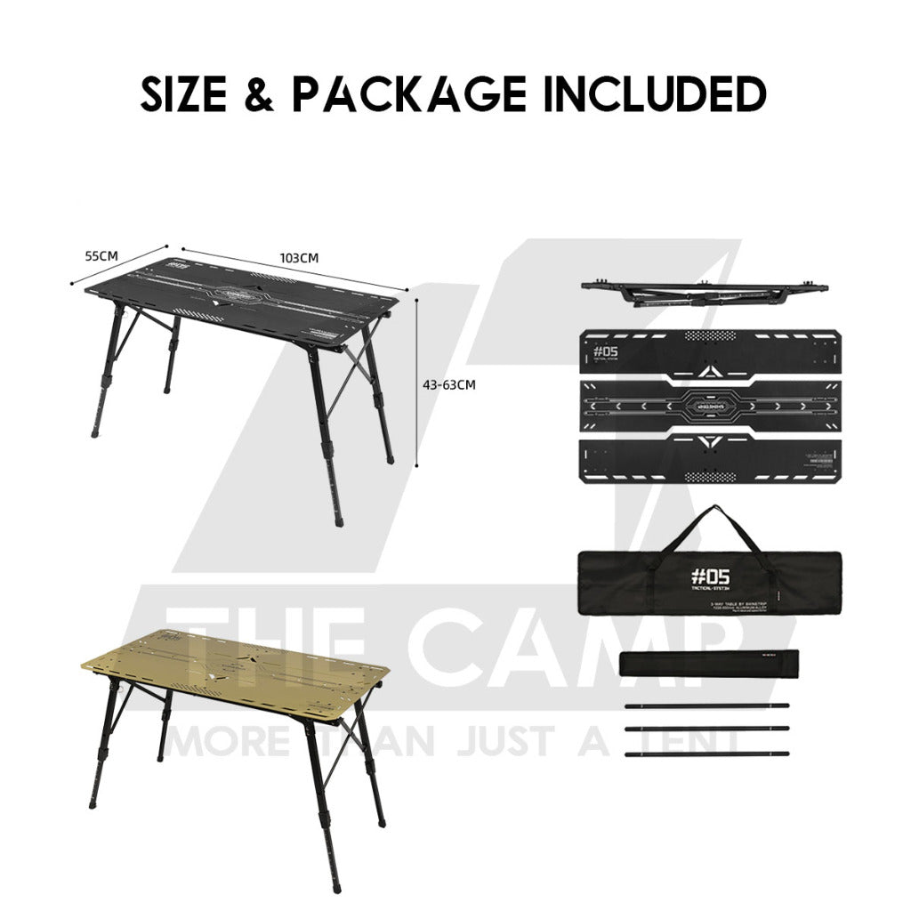 Shinetrip Starship 3 Plate Table Tactical Style IGT Expandable with Accessories Side Rack Stove BBQ Stand Meja