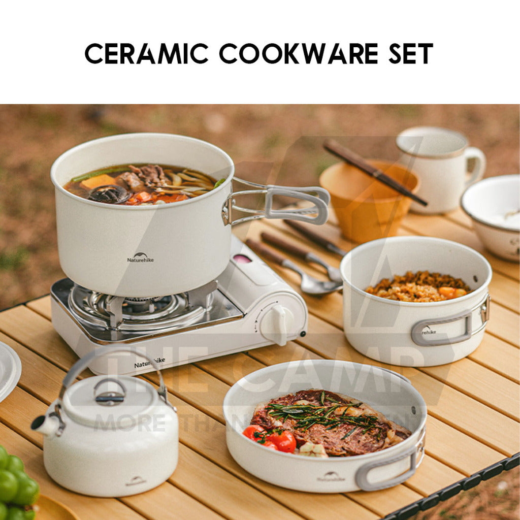 Naturehike Ceramic Cookware Set Non Stick Coating Cooking Set Pot Set Kettle Pan Pot Camping Outdoor Picnic CNK2450CF013