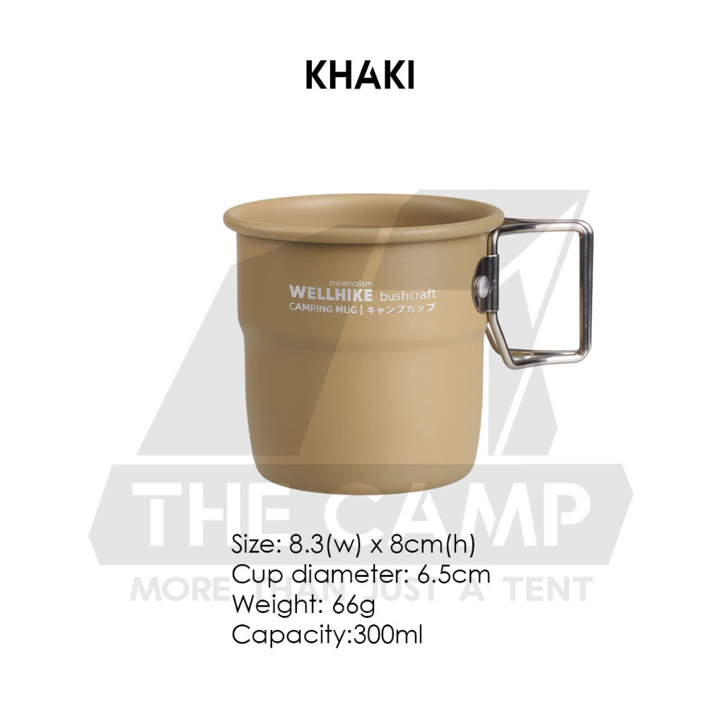 Wellhike SWS Foldable Cup 300ml with Handle Aluminium Folding Mug Outdoor Camping Cawan Anti Hot Coffee Cup