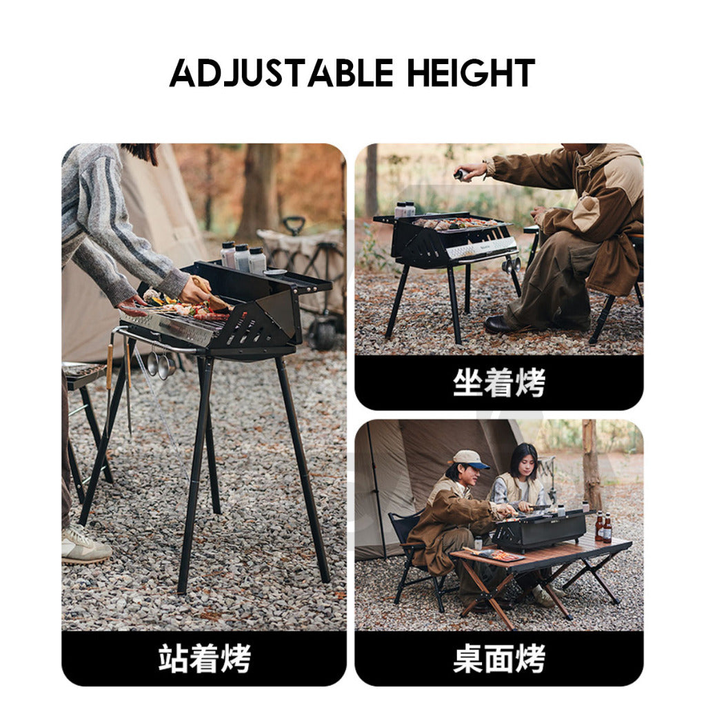 Naturehike Portable Charcoal BBQ Grill Stand Adjustable Height Stove Outdoor Camping Table Top Hanging Rack CNK2300015