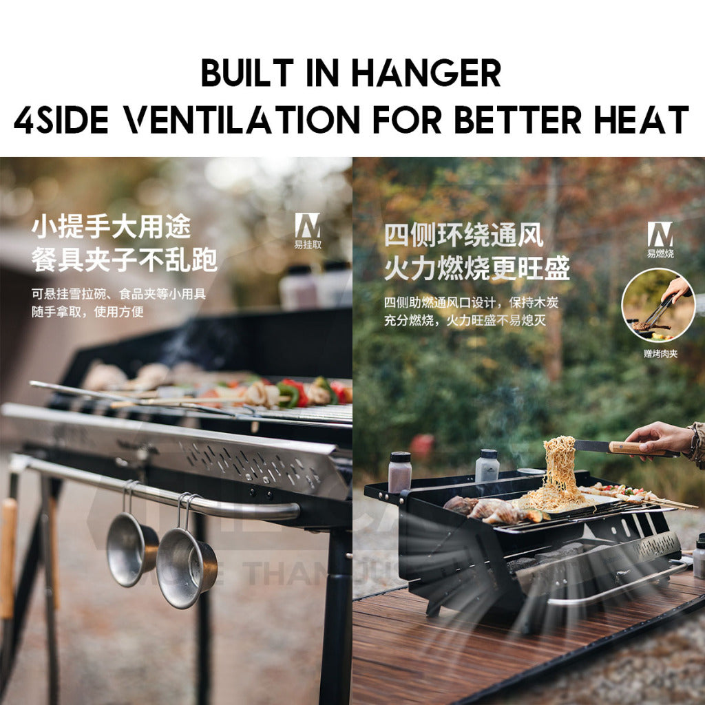 Naturehike Portable Charcoal BBQ Grill Stand Adjustable Height Stove Outdoor Camping Table Top Hanging Rack CNK2300015